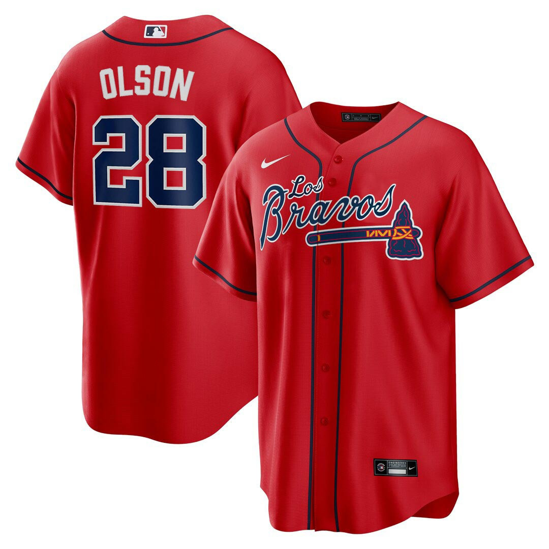 Matt Olson Men's Atlanta Braves Los Bravos Cool Red  Jersey - All Stitched