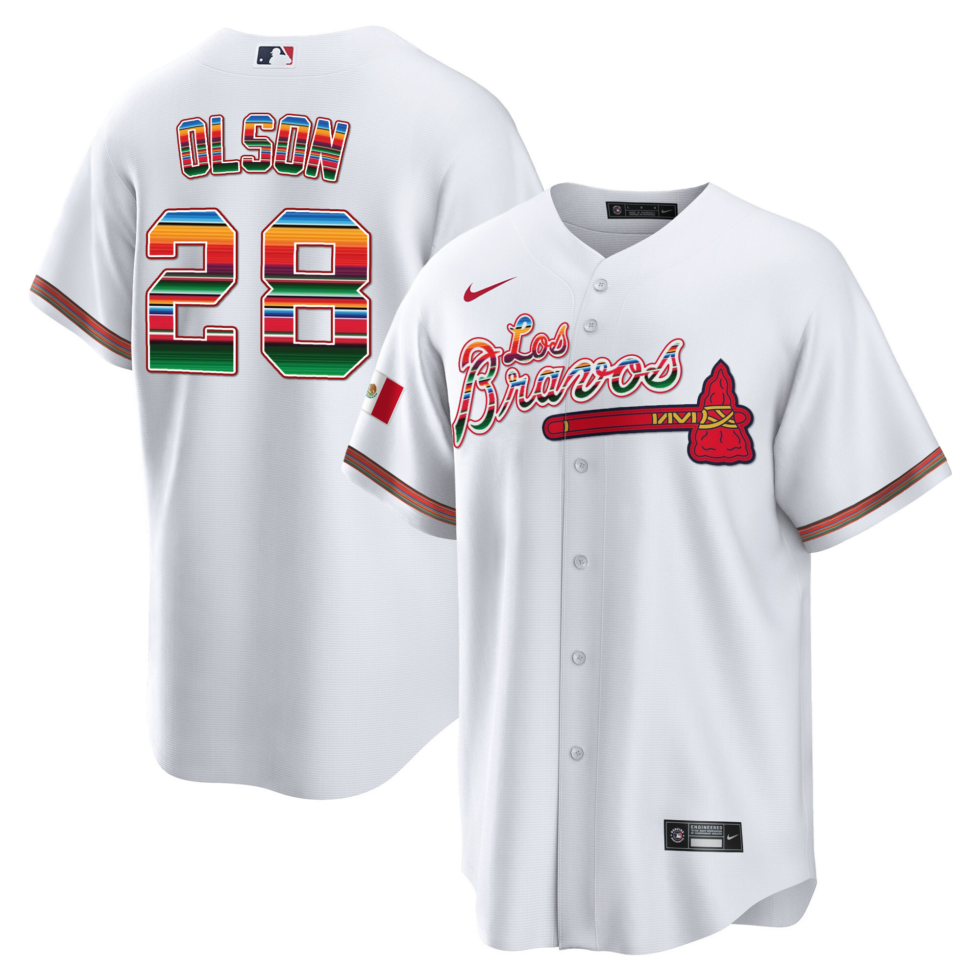 Matt Olson Men's Atlanta Braves Los Bravos Mexico White Jersey - All Stitched