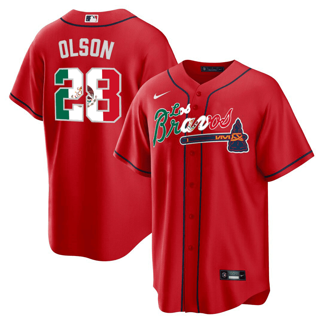 Matt Olson Men's Atlanta Braves Los Bravos Special Mexico Edition Red  Jersey - All Stitched