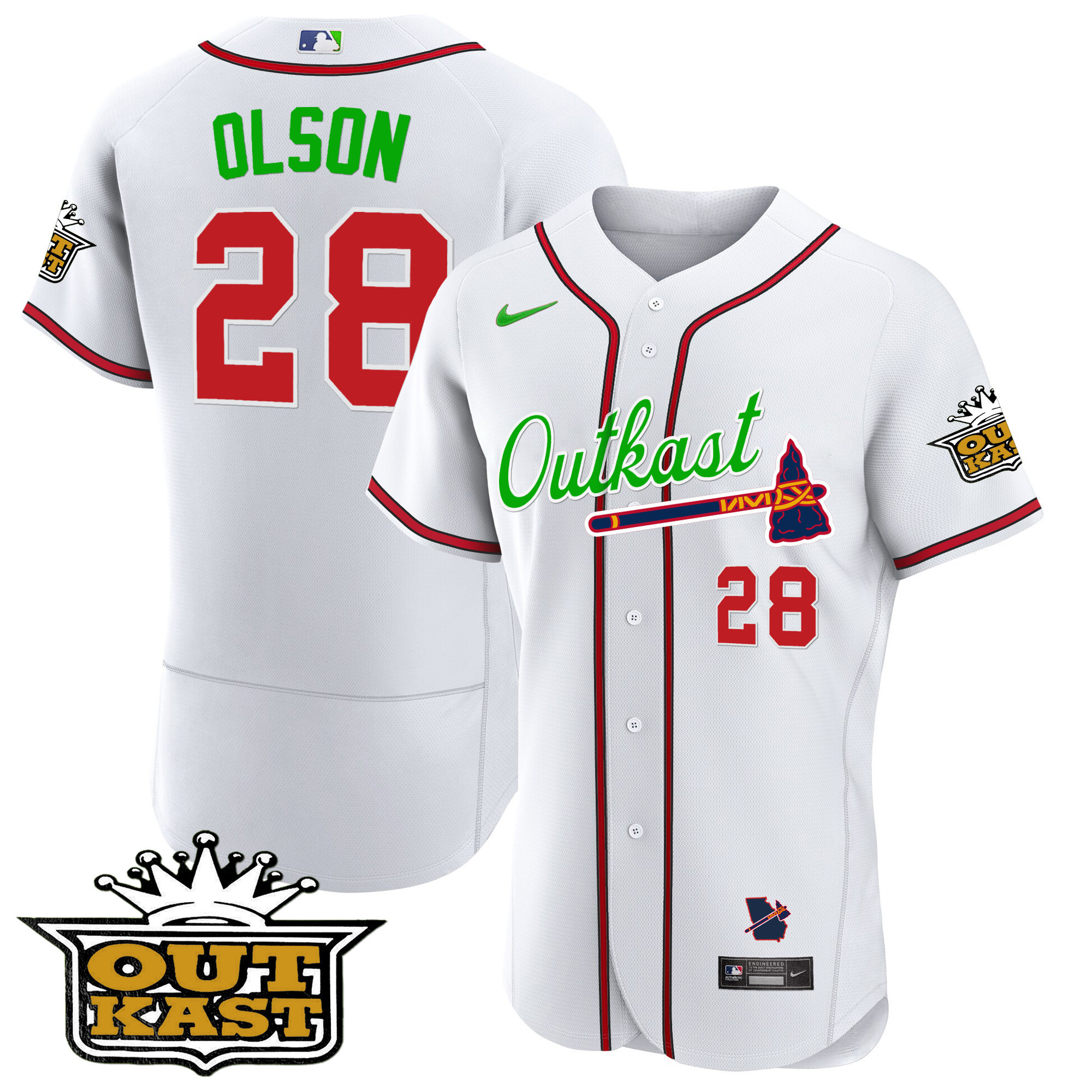 Matt Olson Men's Atlanta Braves Outkast Flex Base White Jersey - All Stitched