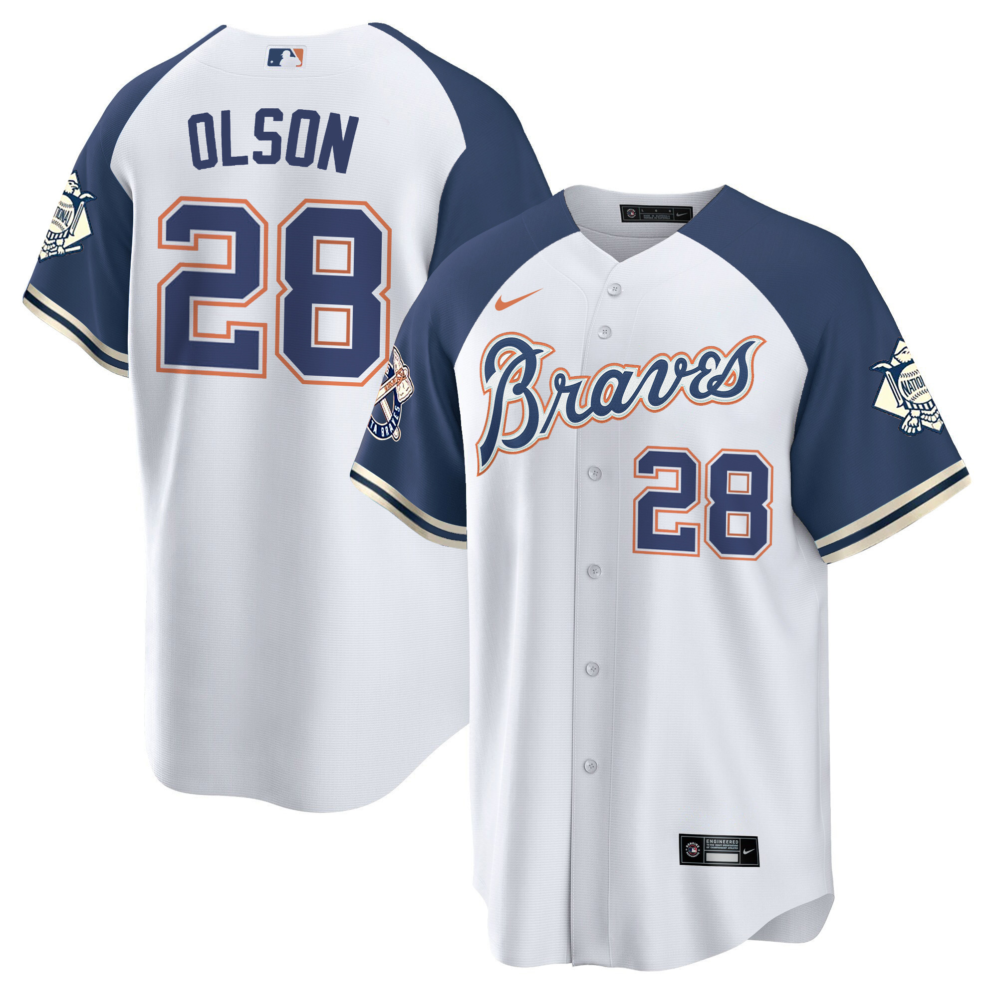 Matt Olson Men's Atlanta Braves Peaches n' Cream Alternate Navy Jersey - All Stitched