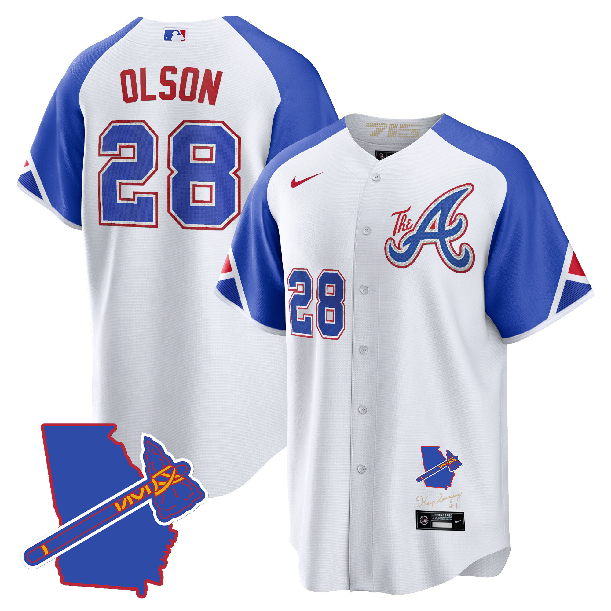 Matt Olson Men's Atlanta Braves The A Gold Cool Base - Georgia Patch City Connect Jersey - All Stitched