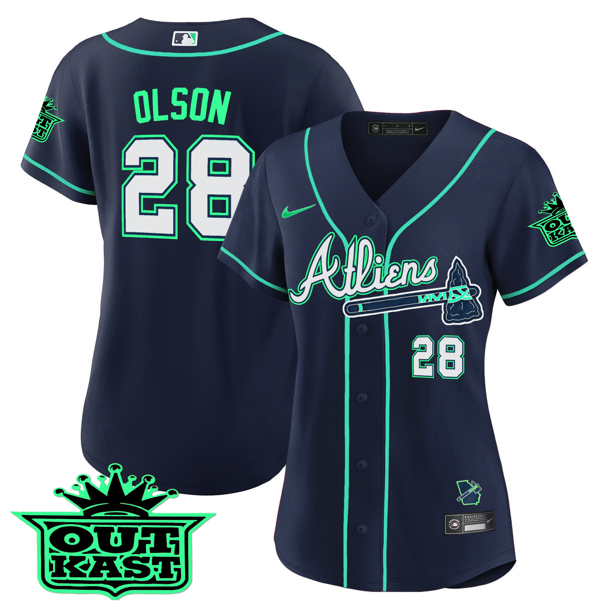 Matt Olson Women's Atlanta Braves Atliens Baseball - Galaxy Version Jersey - All Stitched
