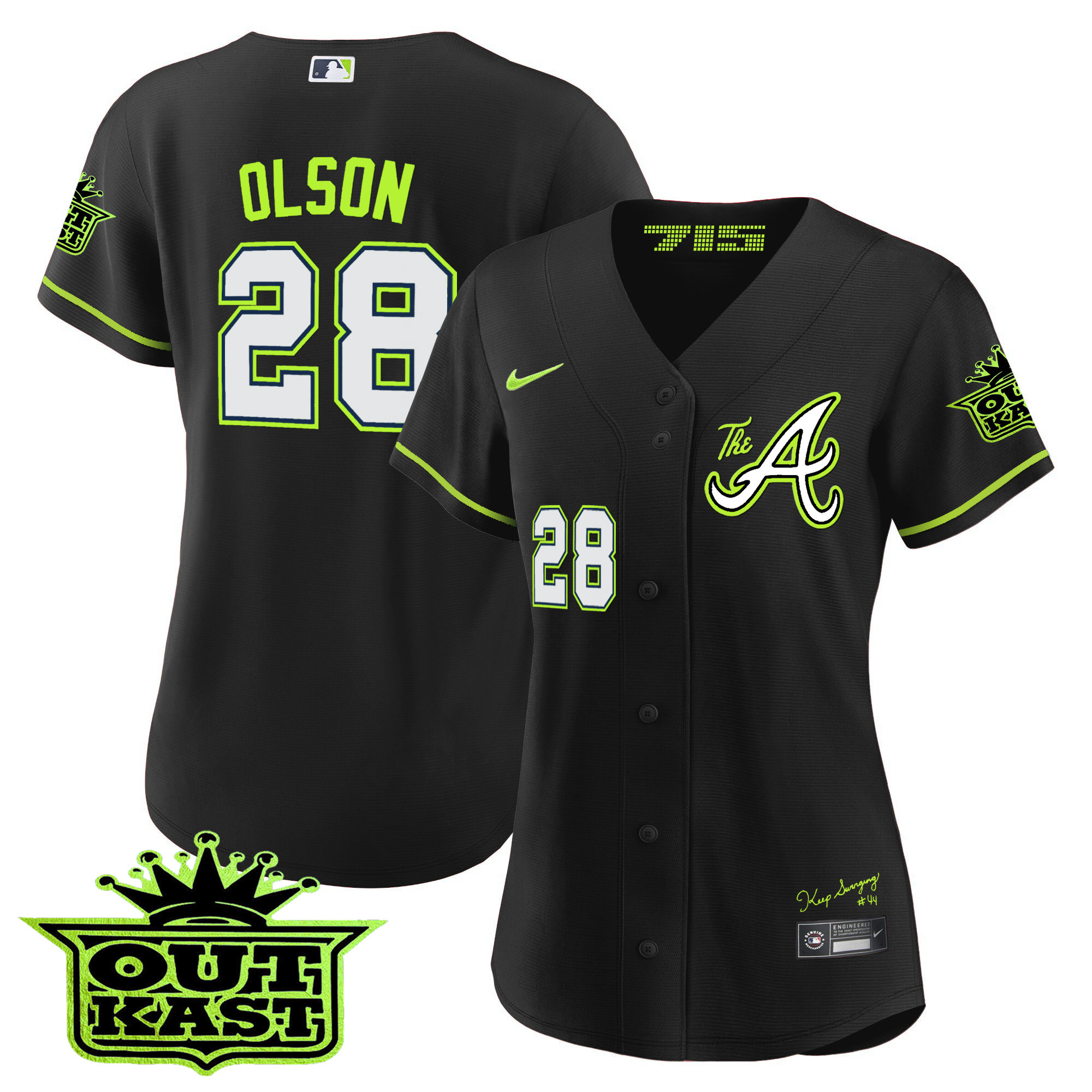 Matt Olson Women's Atlanta Braves Atliens The A Baseball Black Jersey - All Stitched