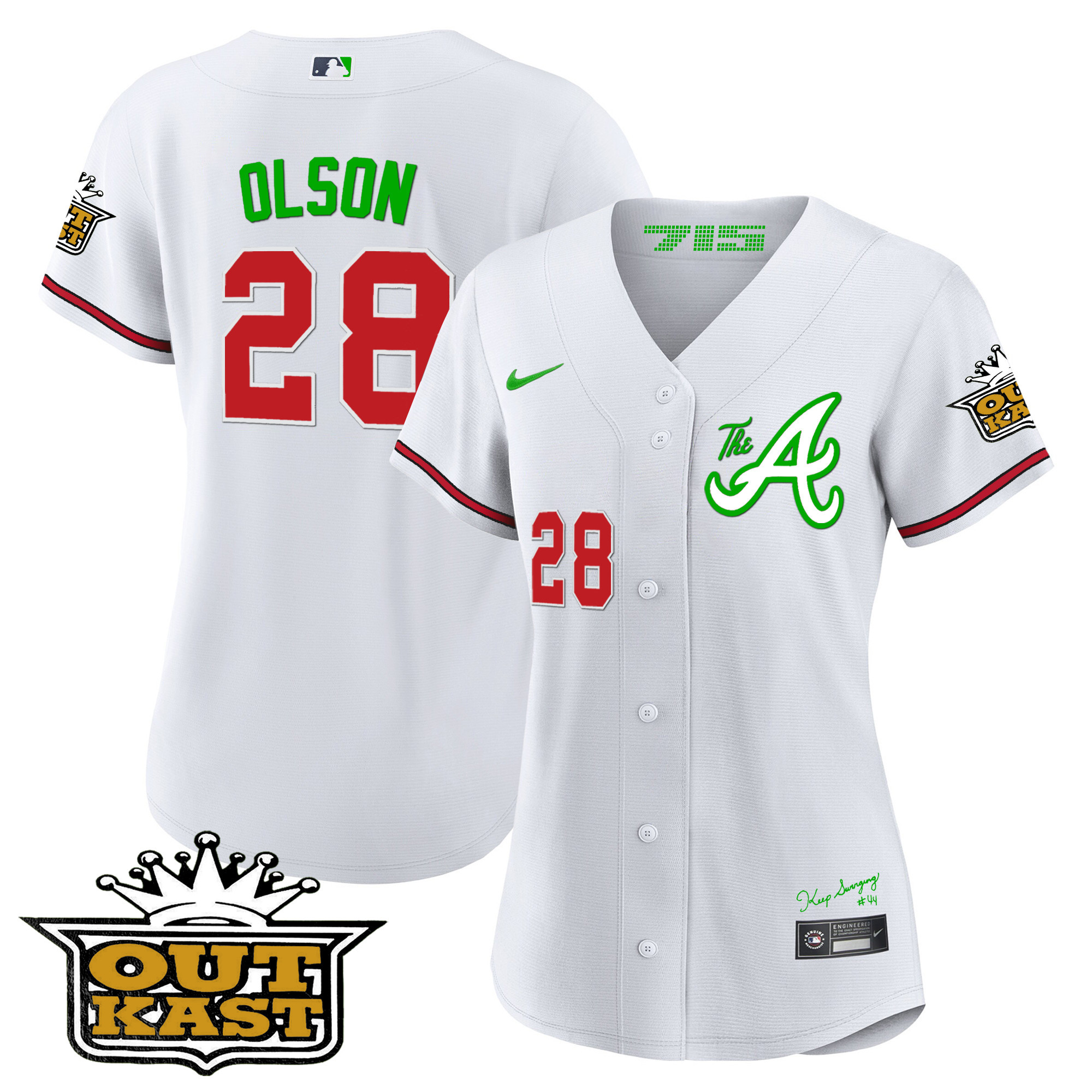 Matt Olson Women's Atlanta Braves Atliens The A Baseball White Jersey - All Stitched