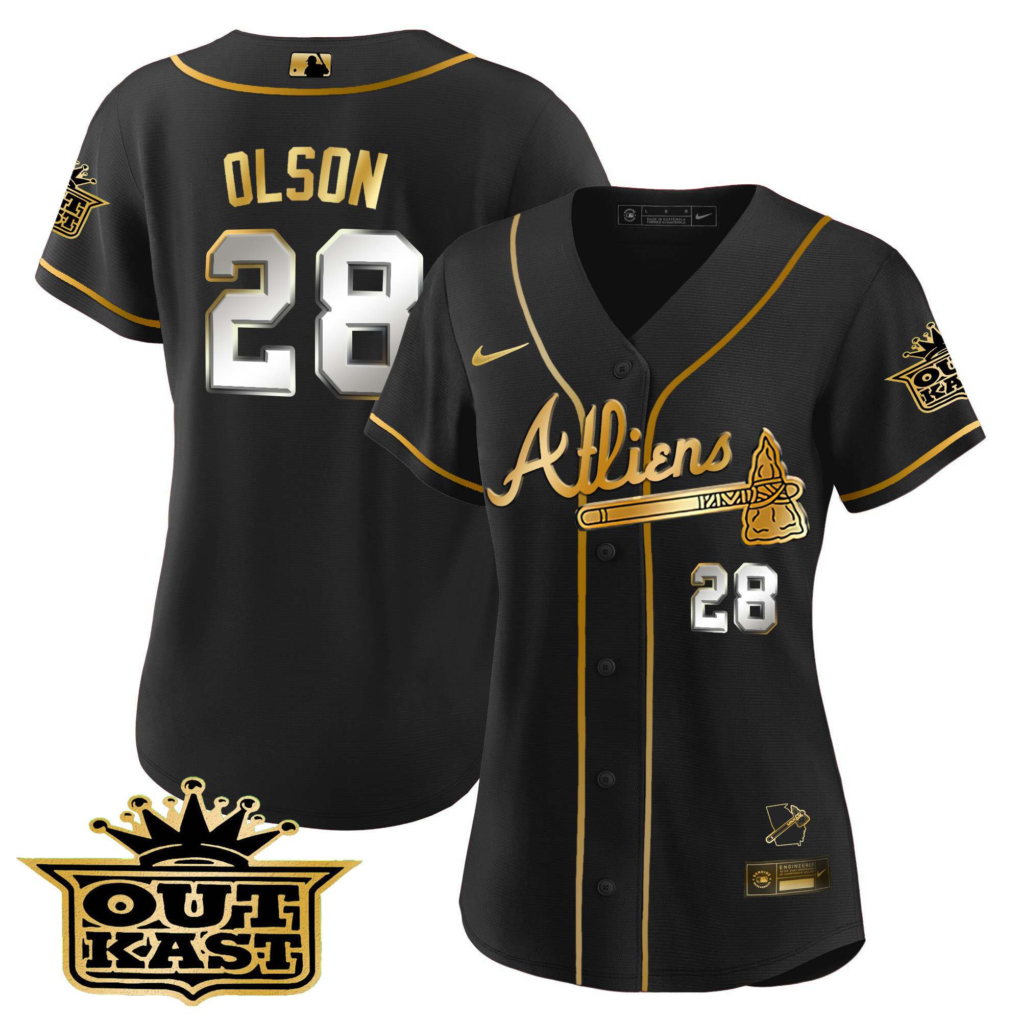 Matt Olson Women's Atlanta Braves Atliens V2 Black Limited Jersey - All Stitched