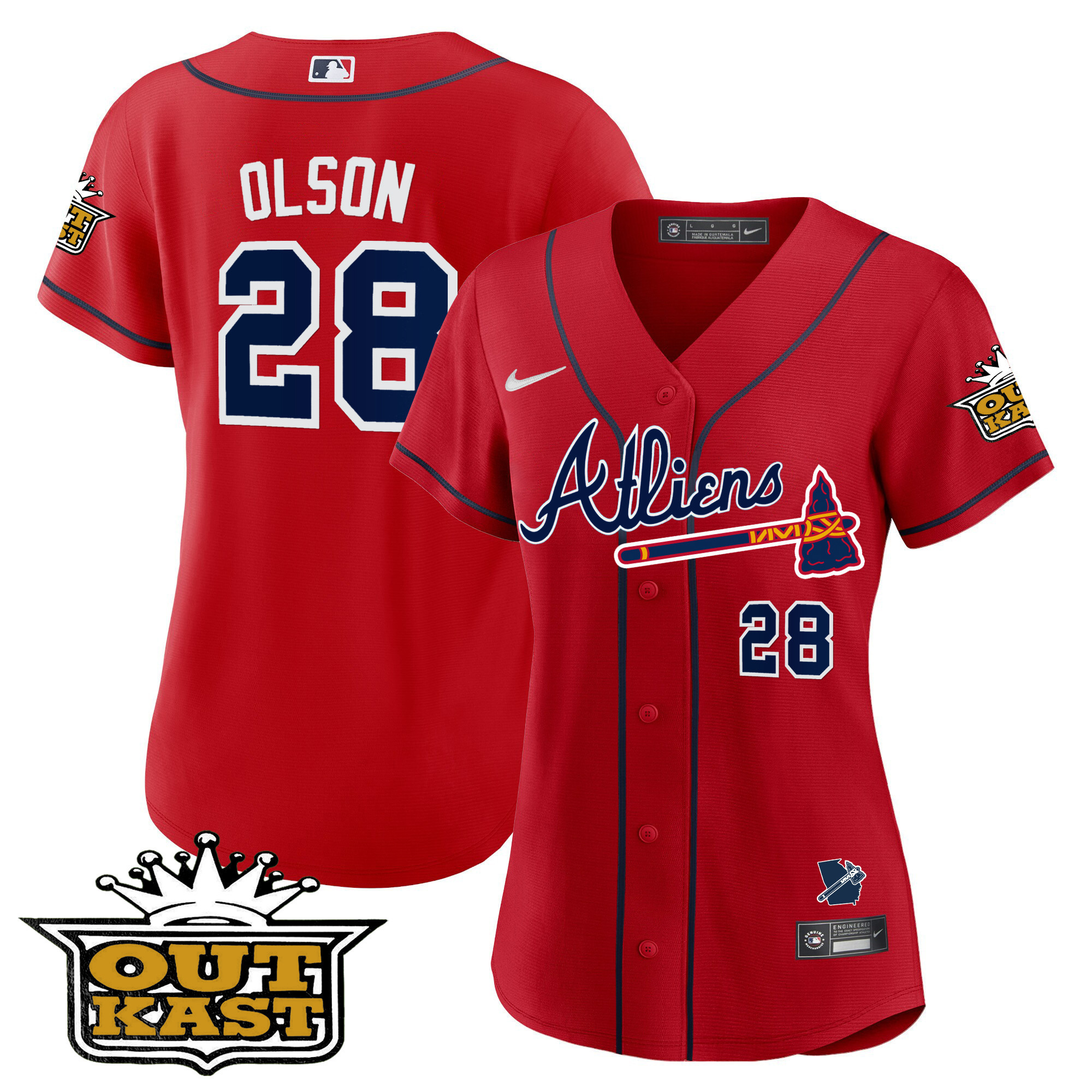 Matt Olson Women's Atlanta Braves Atliens V2 Red Jersey - All Stitched