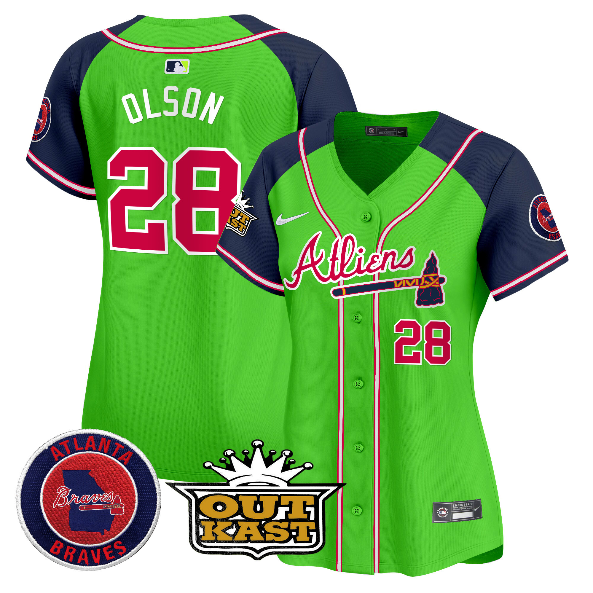 Matt Olson Women's Atlanta Braves Atliens Vapor Premier Limited Green Alternate Jersey - All Stitched