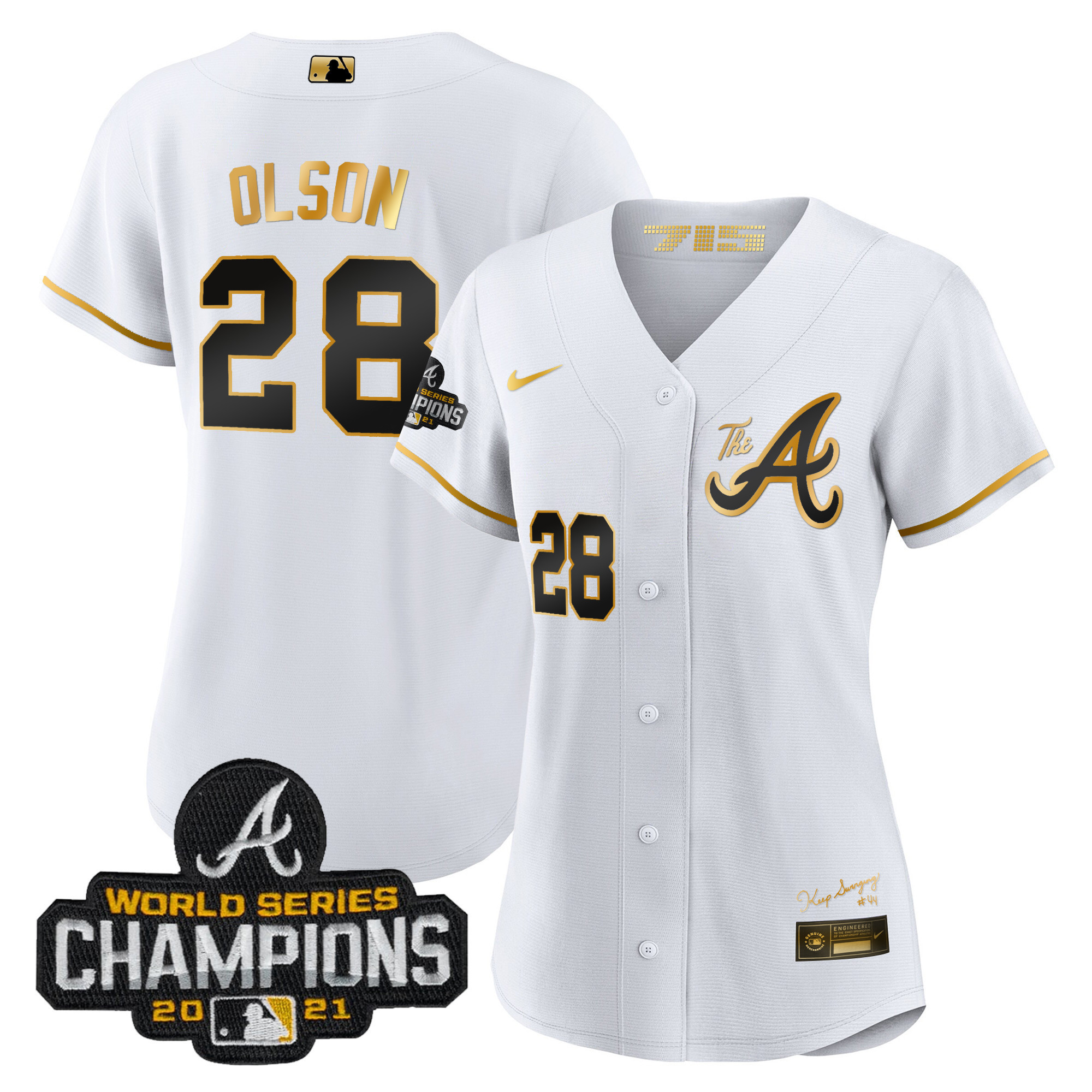Matt Olson Women's Atlanta Braves Champions City Connect Gold White Gold Jersey - All Stitched
