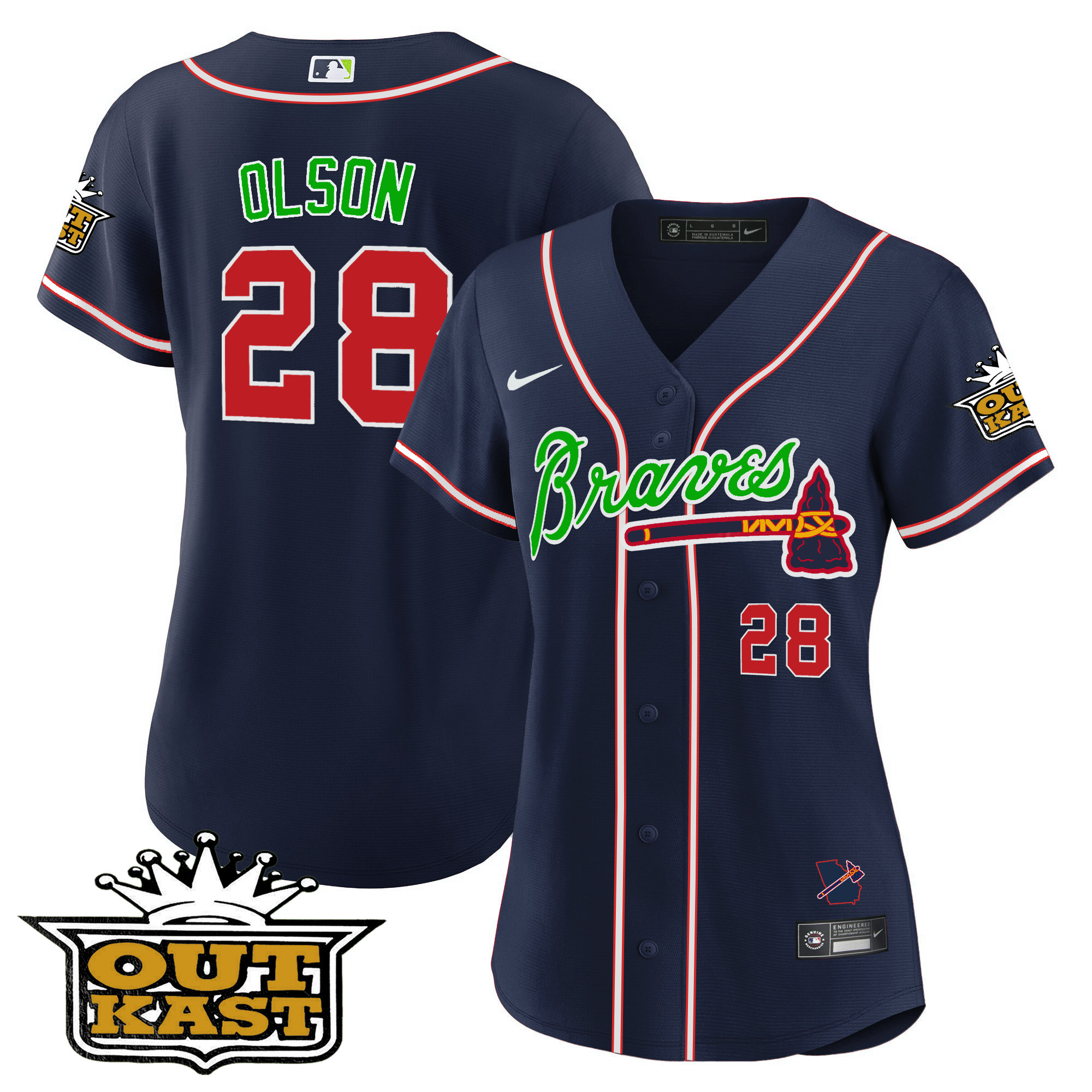Matt Olson Women's Atlanta Braves Outkast Baseball V2 Navy Jersey - All Stitched