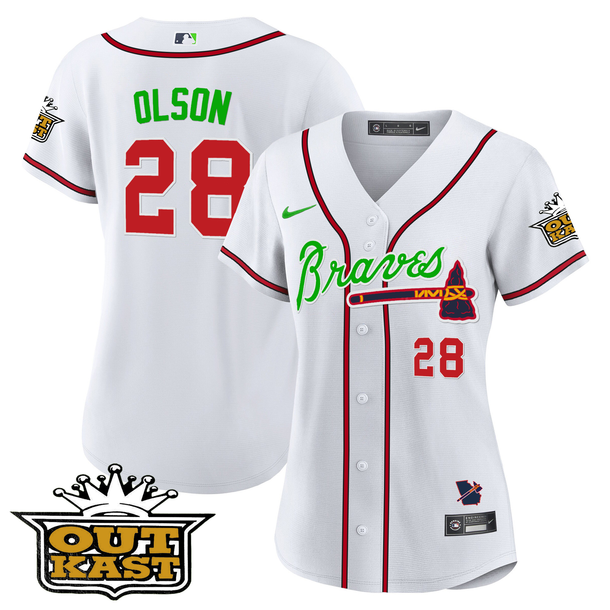 Matt Olson Women's Atlanta Braves Outkast Baseball V2 White Jersey - All Stitched