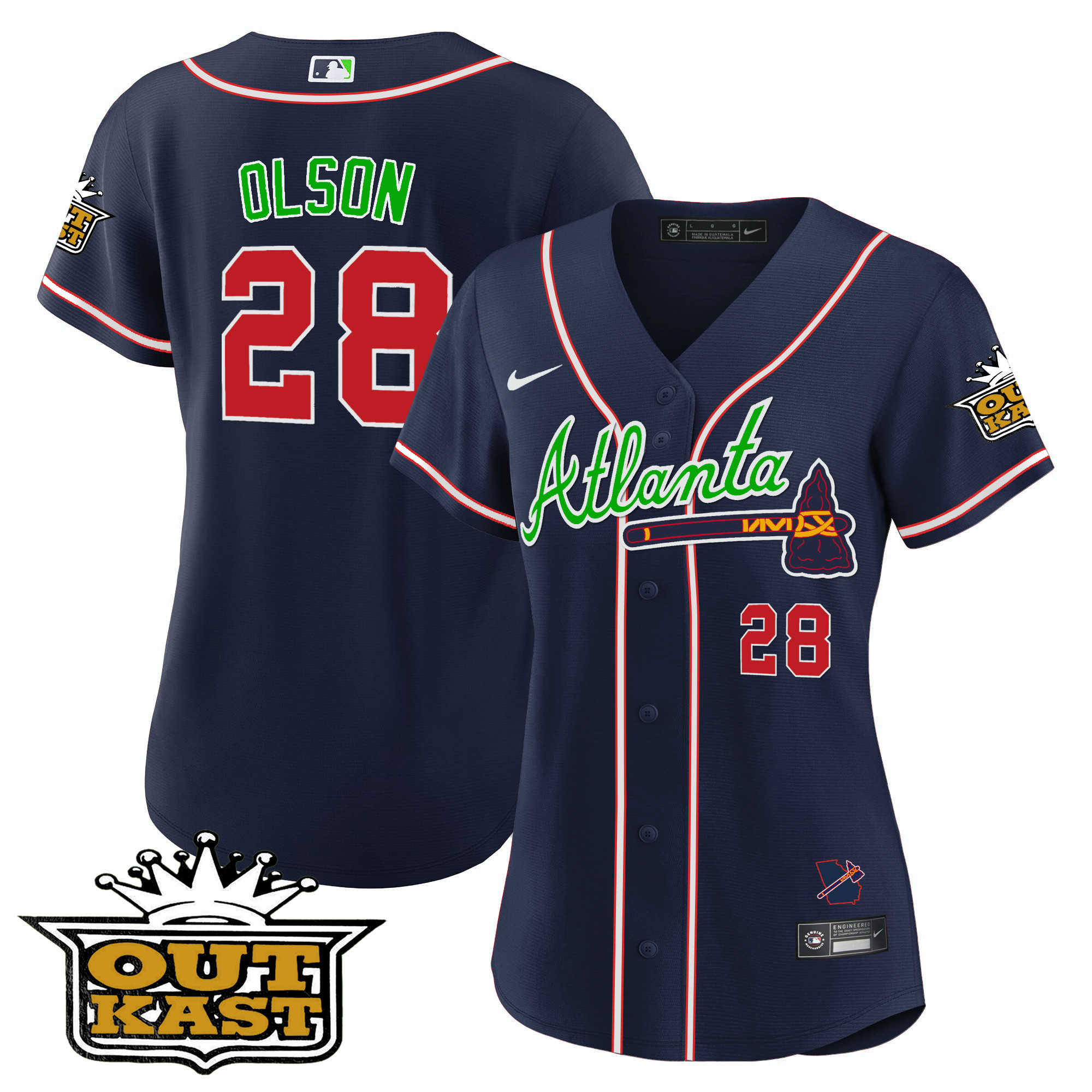 Matt Olson Women's Atlanta Braves Outkast Baseball V3 Navy Jersey - All Stitched