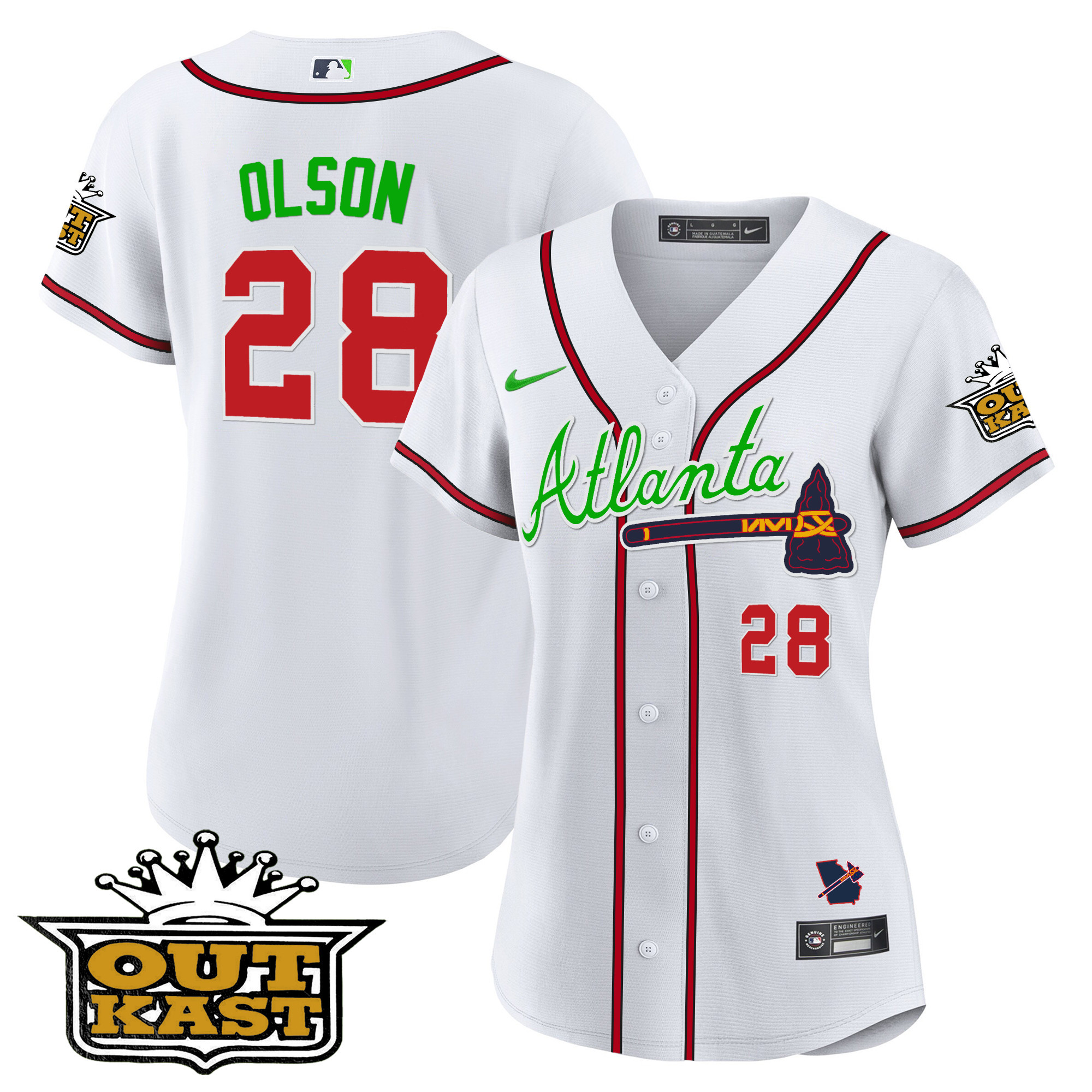 Matt Olson Women's Atlanta Braves Outkast Baseball V3 White Jersey - All Stitched