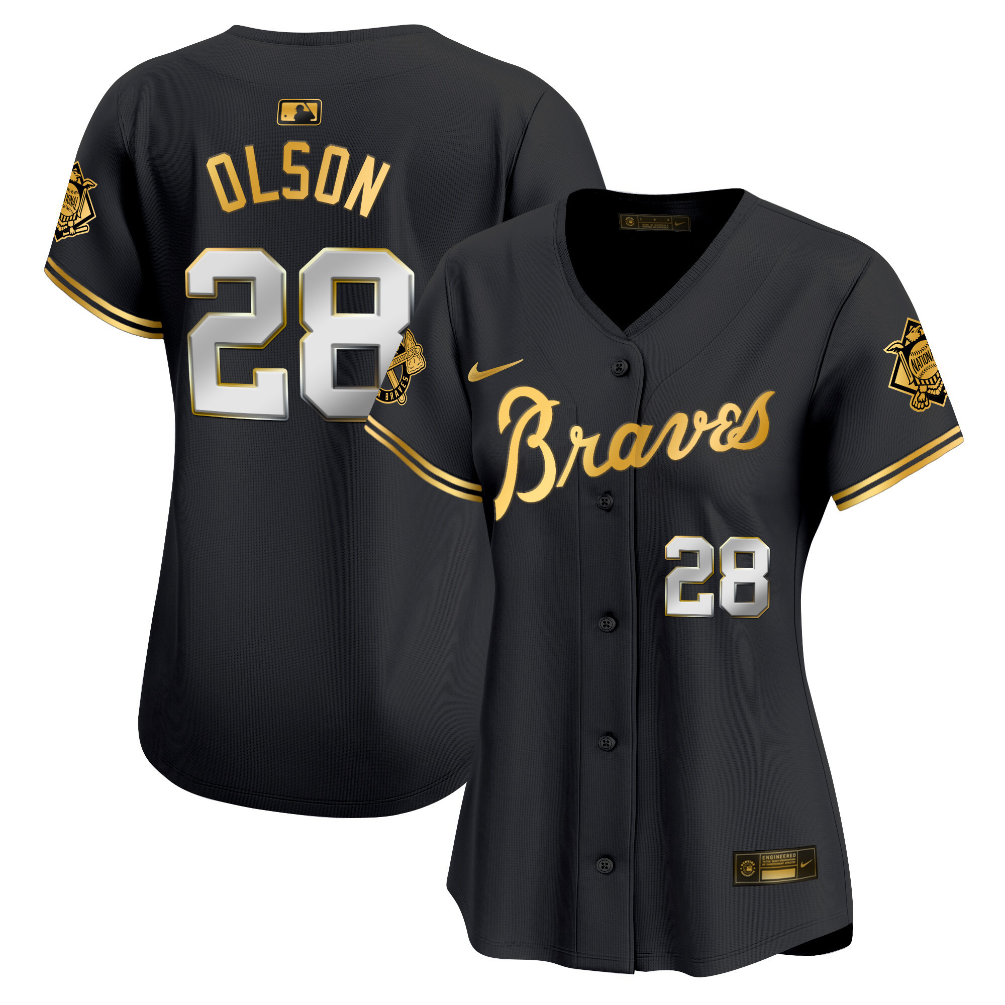 Matt Olson Women's Atlanta Braves Peaches n' Cream Vapor Premier Limited Black Gold Jersey - All Stitched