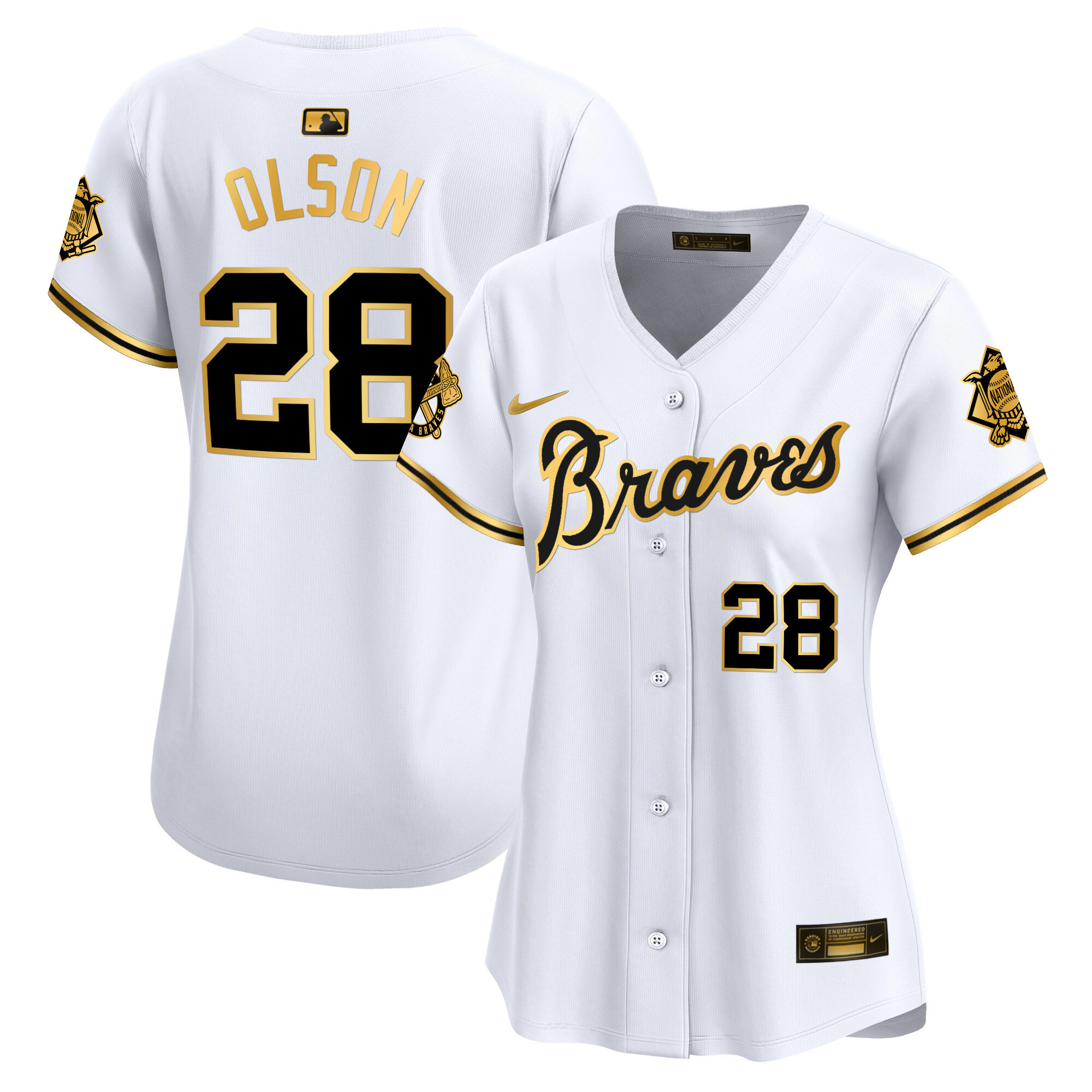 Matt Olson Women's Atlanta Braves Peaches n' Cream Vapor Premier Limited White Gold Jersey - All Stitched