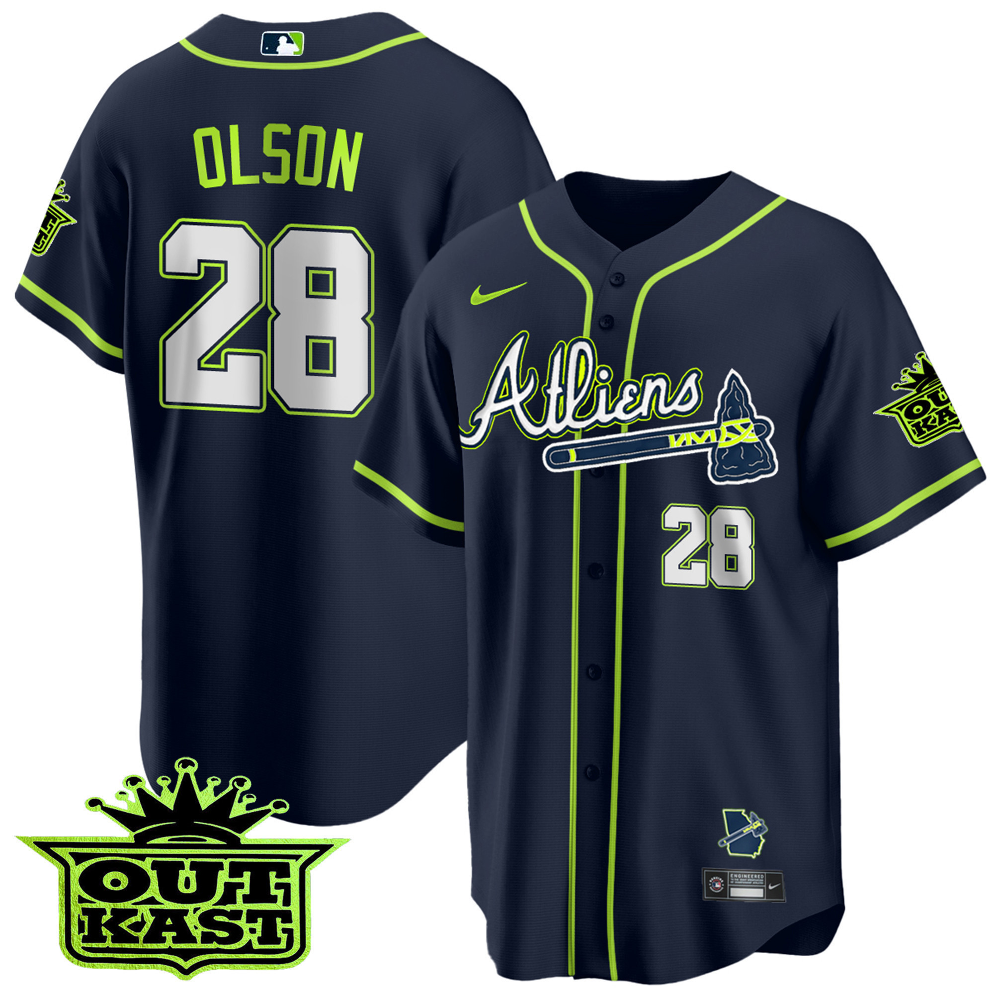 Matt Olson Youth's Atlanta Braves Atliens Cool Base Jersey - All Stitched