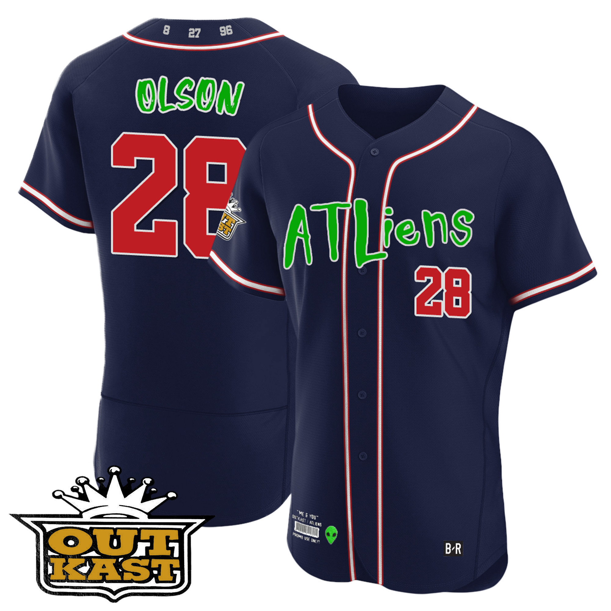 Matt Olson Youth's Atlanta Braves Atliens Flex Base Navy Jersey - All Stitched