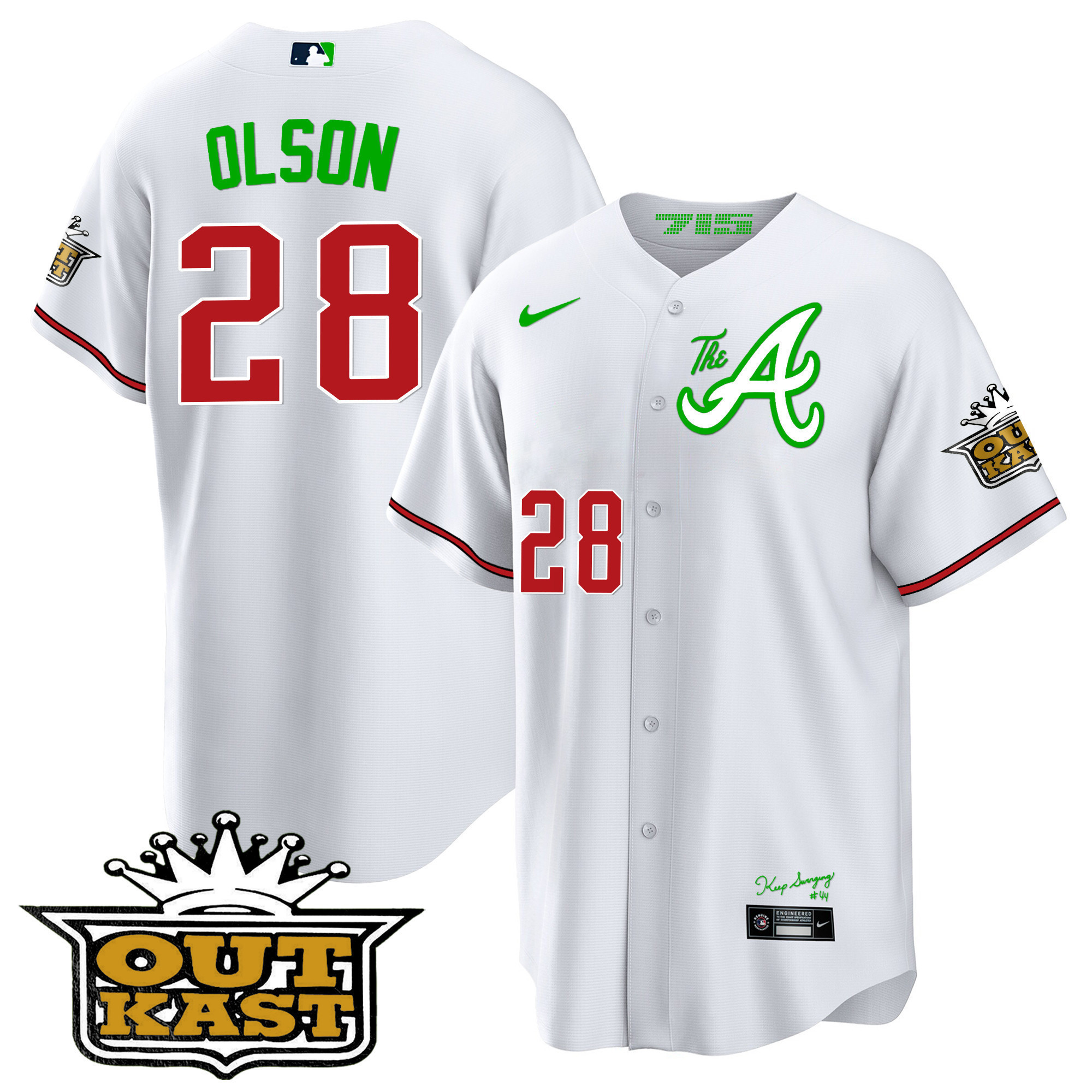 Matt Olson Youth's Atlanta Braves Atliens The A Cool Base White Jersey - All Stitched