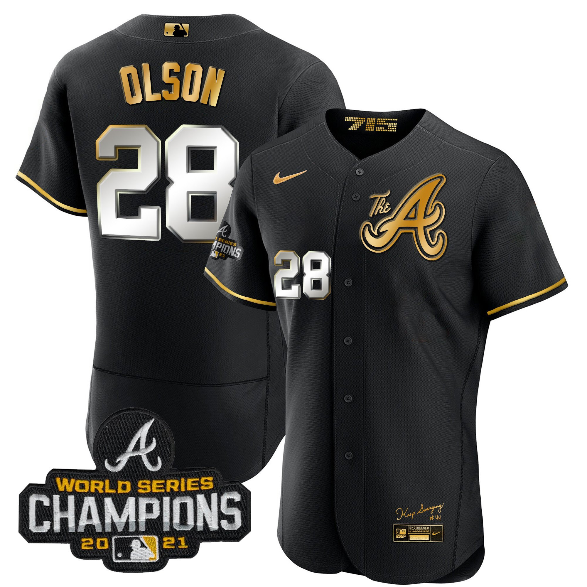 Matt Olson Youth's Atlanta Braves Champions City Connect Gold Flex Base Black Gold Jersey - All Stitched
