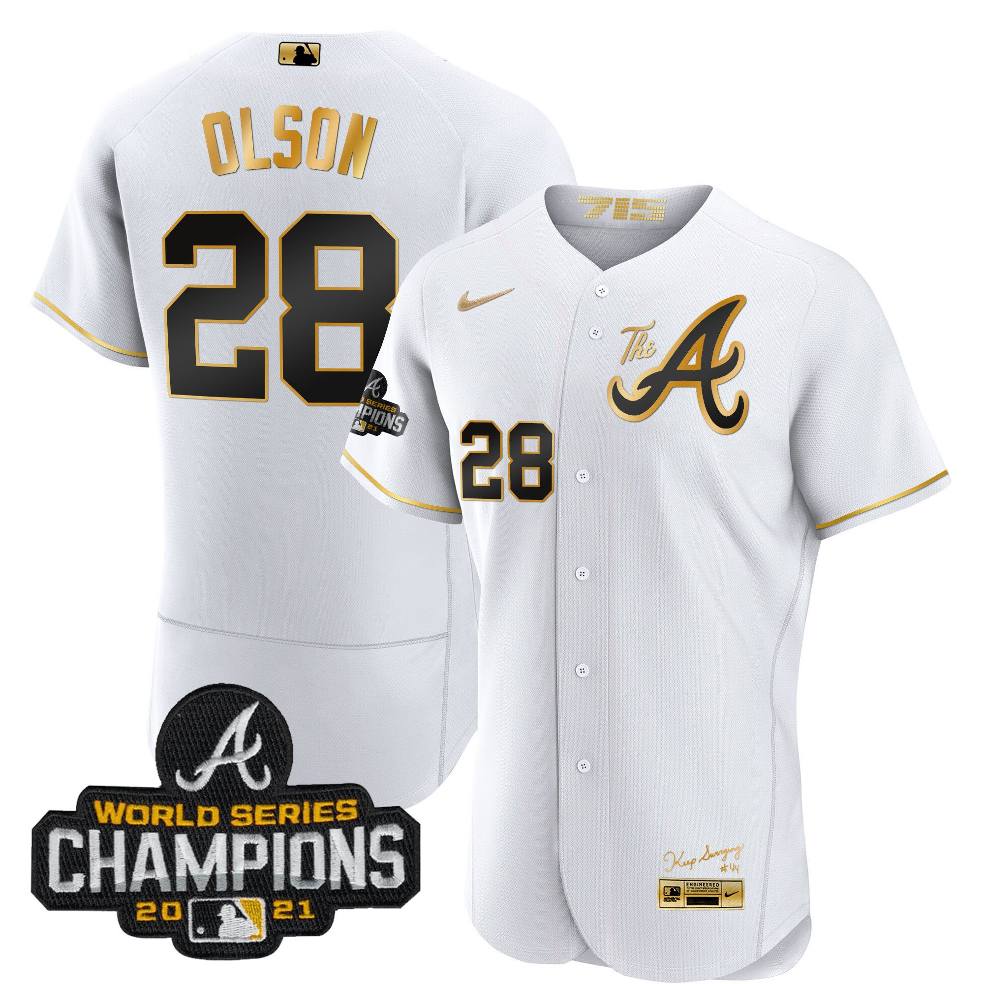 Matt Olson Youth's Atlanta Braves Champions City Connect Gold Flex Base White Gold Jersey - All Stitched