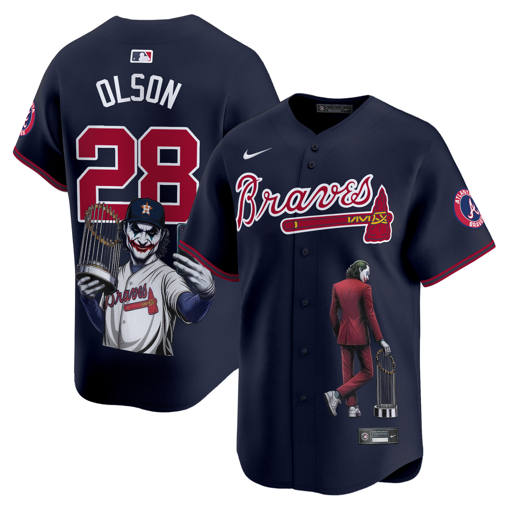 Matt OlsonUnisex Atlanta Braves Joker Vapor Premier Limited Navy Jersey - Printed