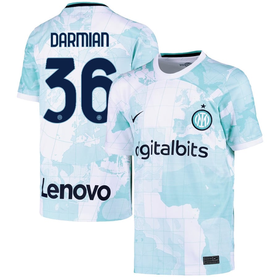 Matteo Darmian 36 Inter Milan 2022/23 Away Jersey – Youth, Light Green