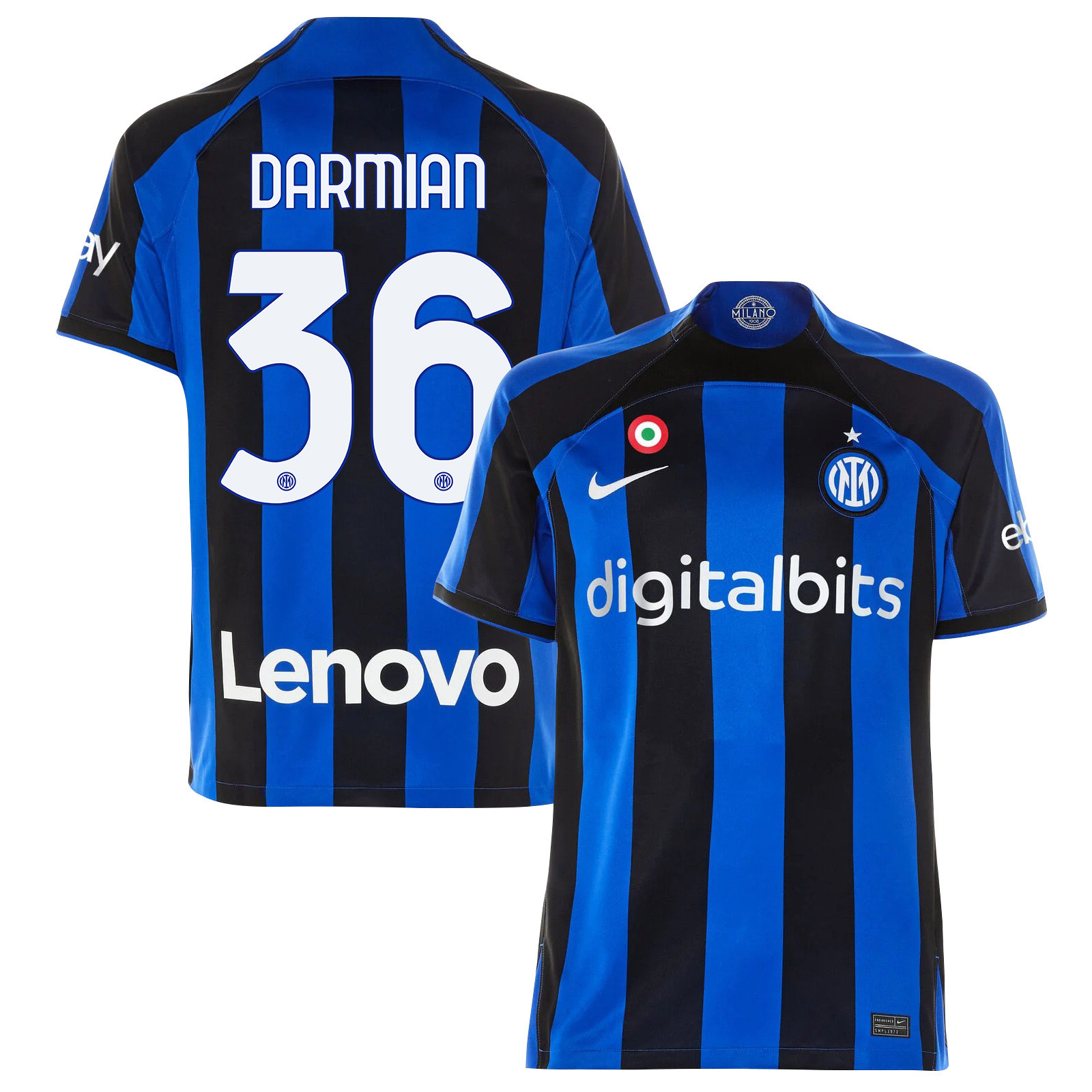 Matteo Darmian 36 Inter Milan 2022/23 Home Men Jersey – Black/Blue Stripes