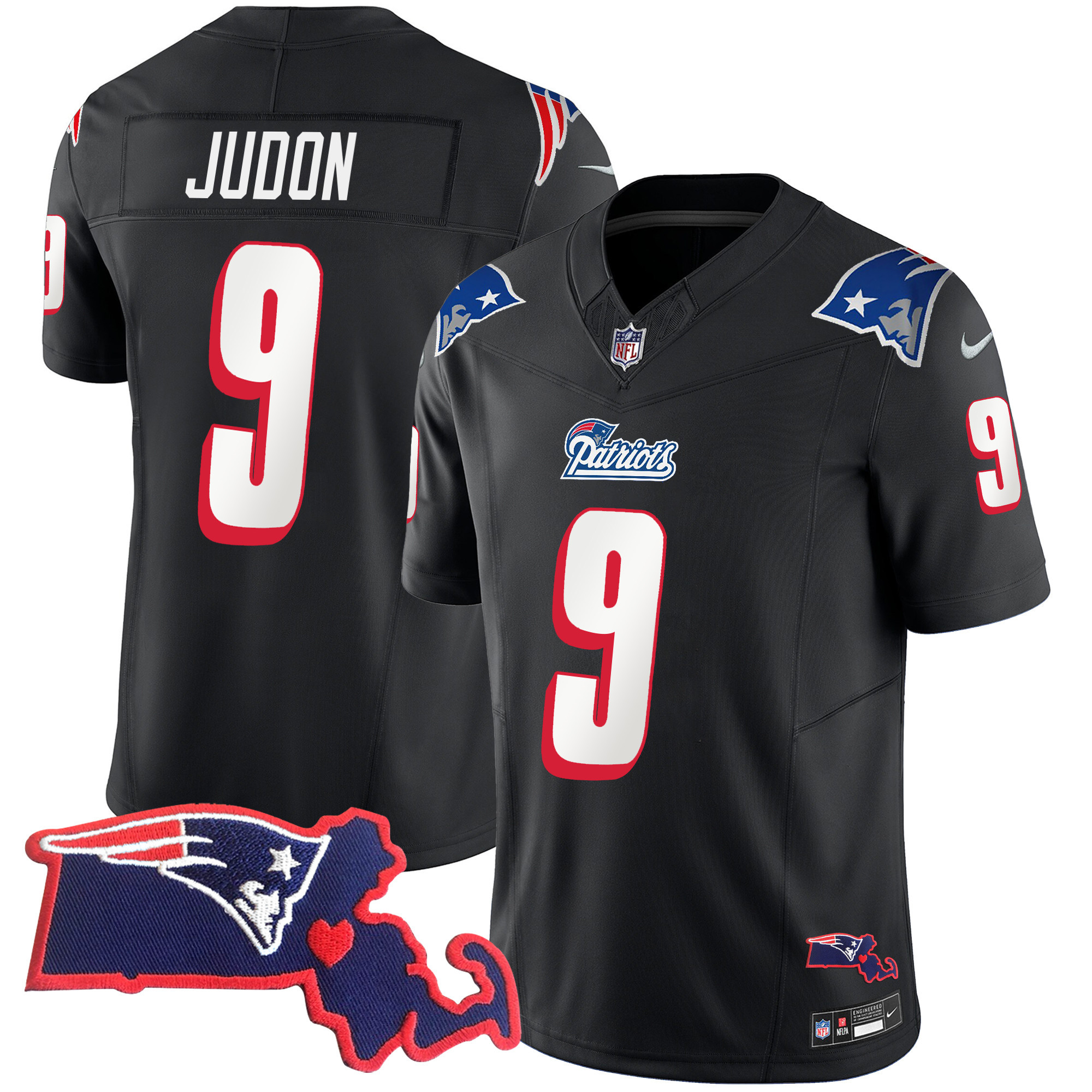 Matthew Judon Men's New England Patriots 1996 Throwback State Patch Vapor Black Jersey - All Stitched 