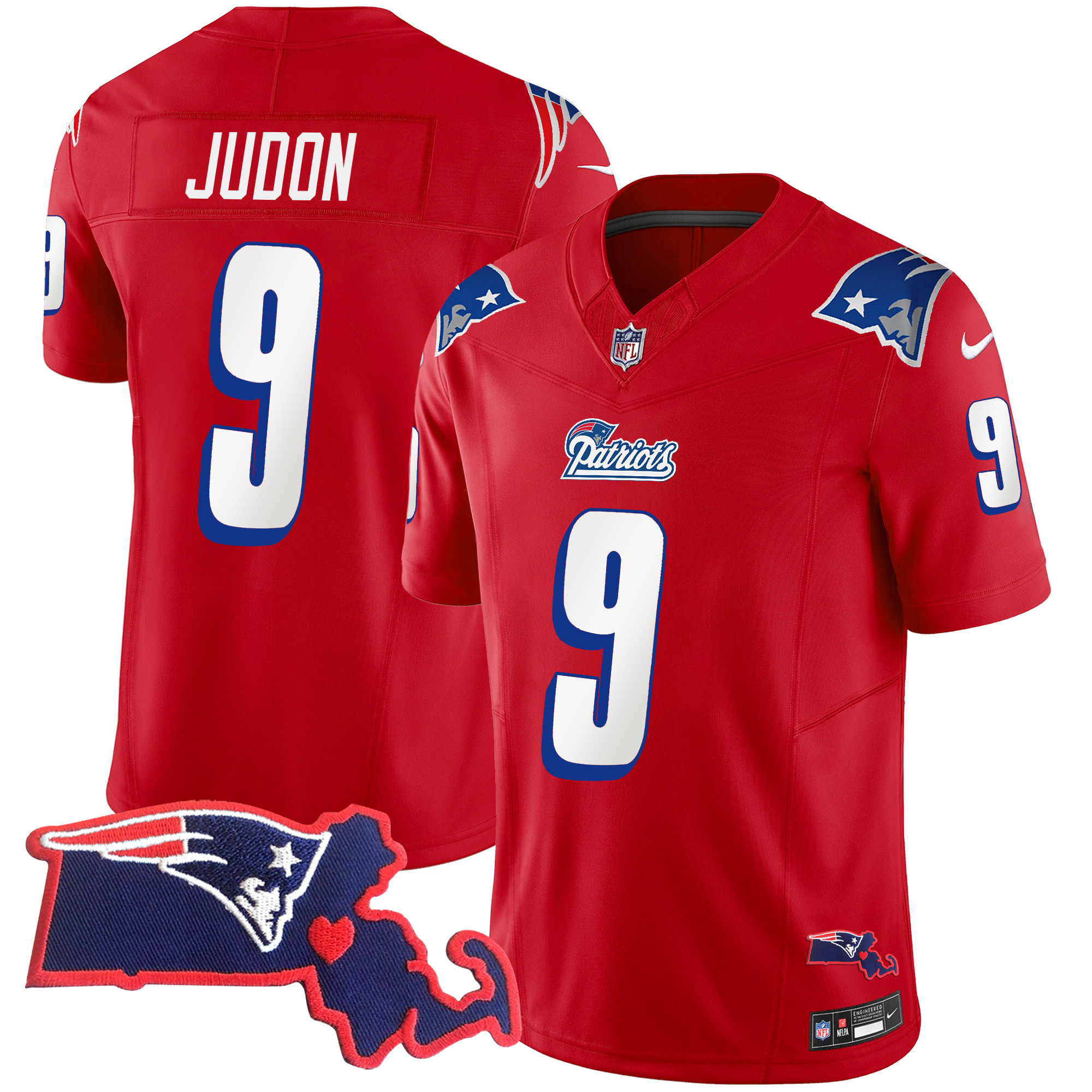 Matthew Judon Men's New England Patriots 1996 Throwback State Patch Vapor Red Jersey - All Stitched 