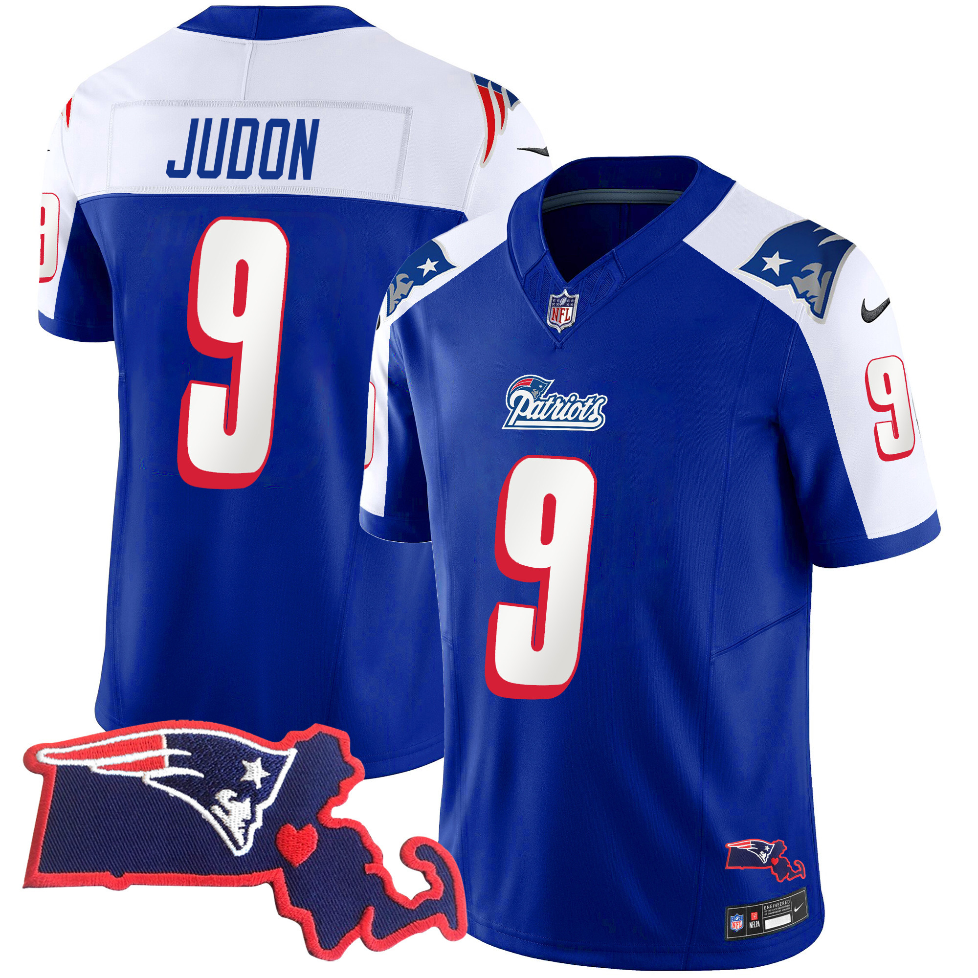 Matthew Judon Men's New England Patriots 1996 Throwback State Patch Vapor Royal Alternate Jersey - All Stitched 