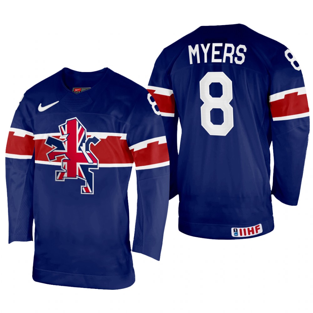 Matthew Myers Great Britain Navy Away Jersey 2022 IIHF World Championship