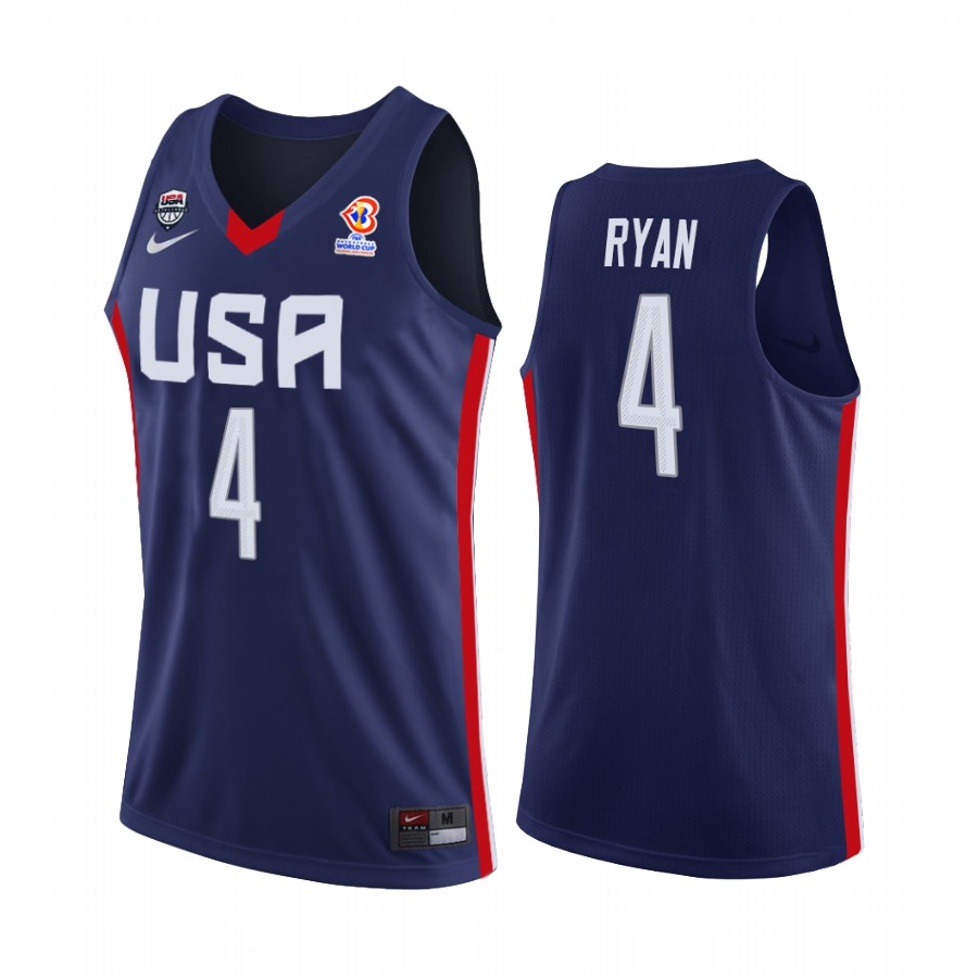 Matthew Ryan #4 USA 2023 FIBA World Cup Qualifiers Navy Jersey Away