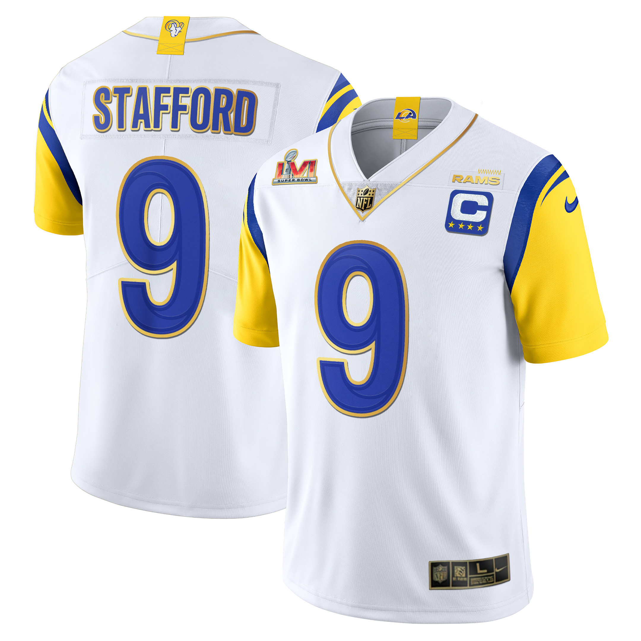 Matthew Stafford Los Angeles Rams Super Bowl LVI Vapor Gold Trim Jersey - All Stitched 