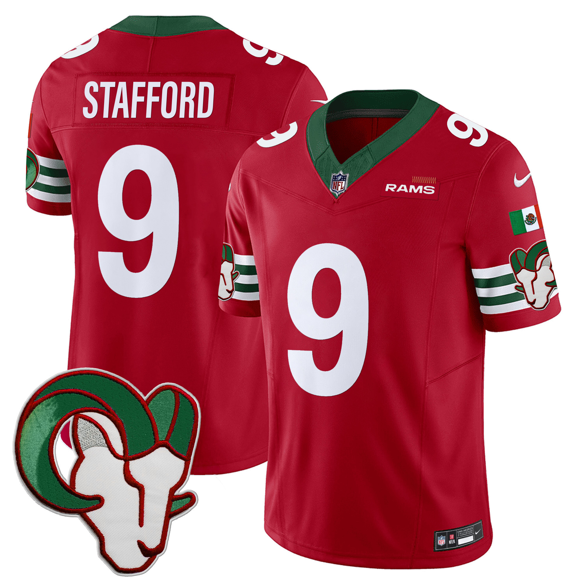 Matthew Stafford Men's Los Angeles Rams Mexico Vapor Limited Red Jersey - All Stitched 