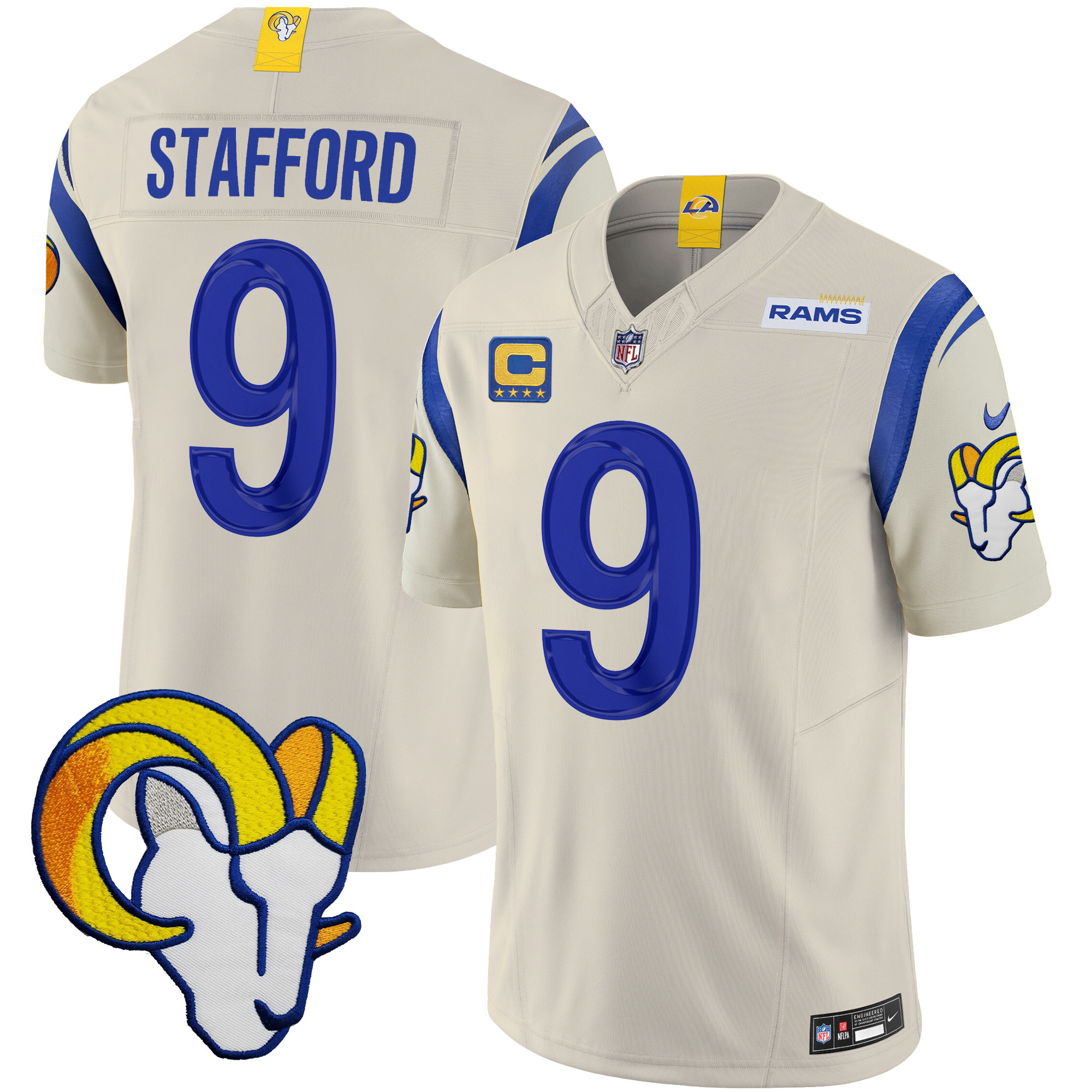 Matthew Stafford Men's Los Angeles Rams Vapor Limited Bone Jersey - All Stitched 
