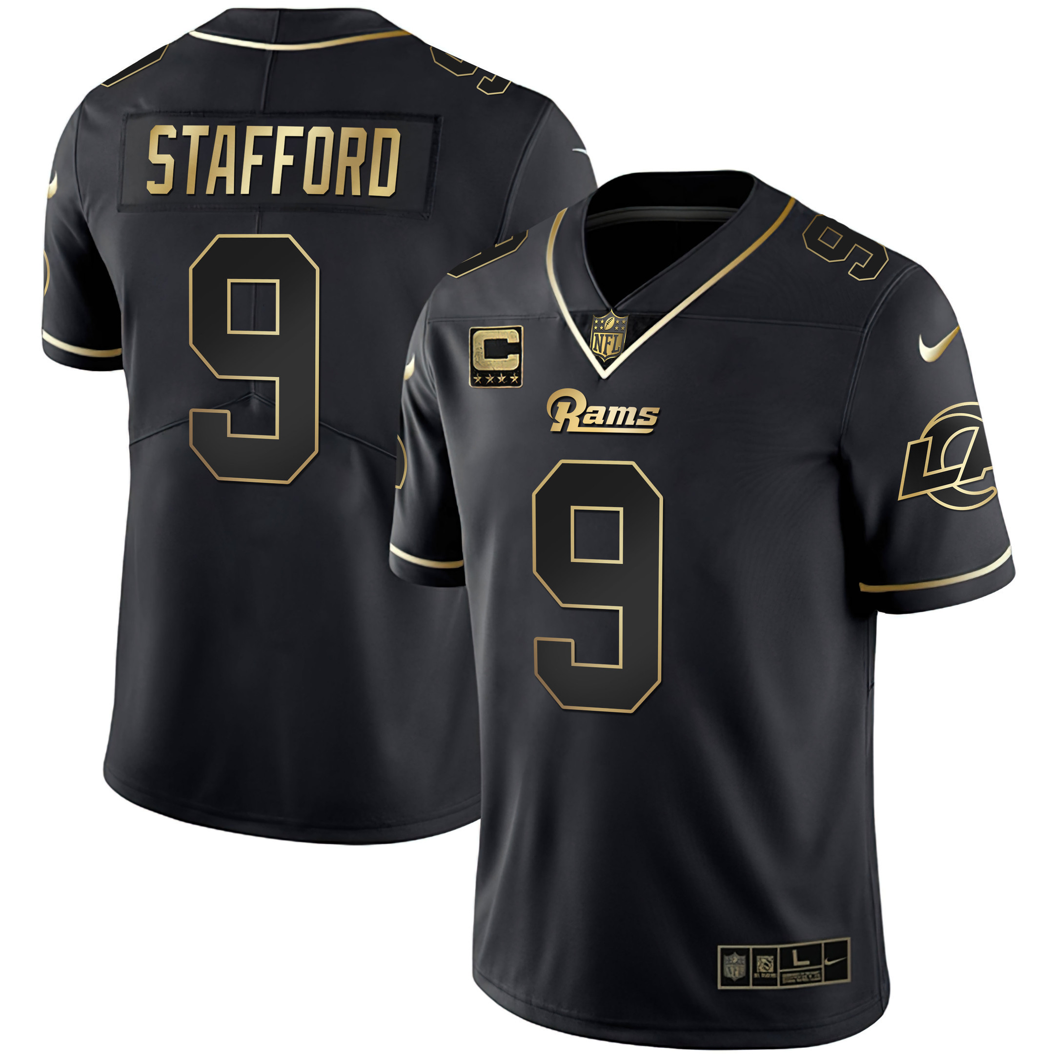 Matthew Stafford Men's Los Angeles Rams White Gold & Black Gold Black Gold Jersey - All Stitched 