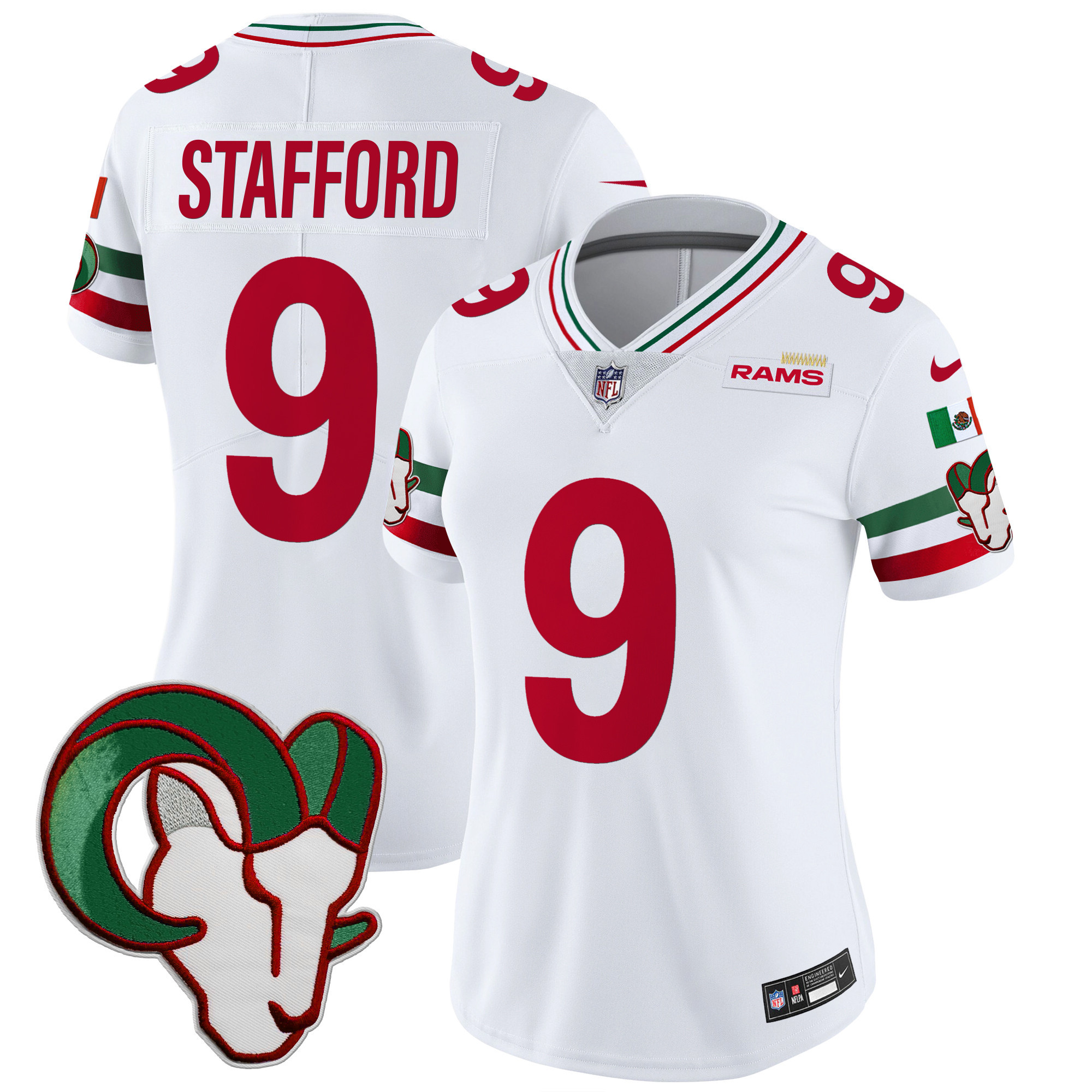 Matthew Stafford Women's Los Angeles Rams Mexico Vapor Limited White Jersey - All Stitched 