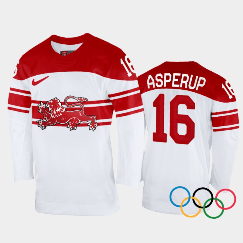 Matthias Asperup Denmark White Home Jersey 2022 Winter Olympics