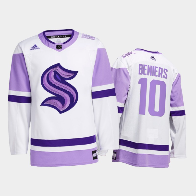 Matty Beniers #10 Seattle Kraken 2021 FightsCancer White Special Jersey
