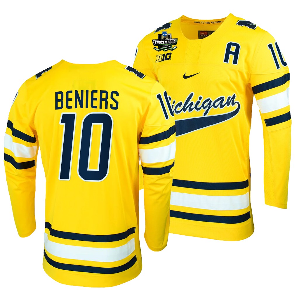 Matty Beniers Michigan Wolverines Maize 2022 Frozen Four NCAA Jersey