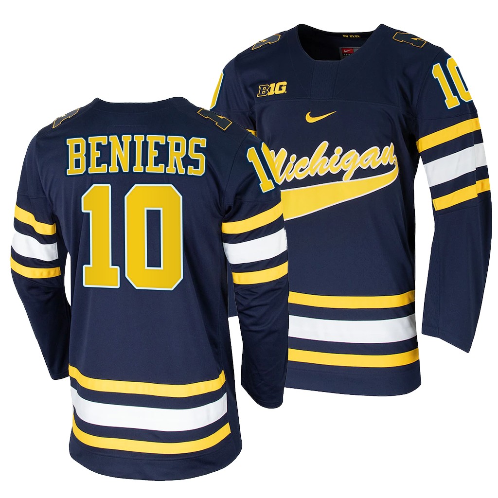 Matty Beniers Michigan Wolverines Navy College Jersey
