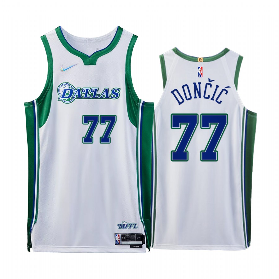 Mavericks #77 Luka Doncic White Jersey NBA 75th City Edition 2021-22