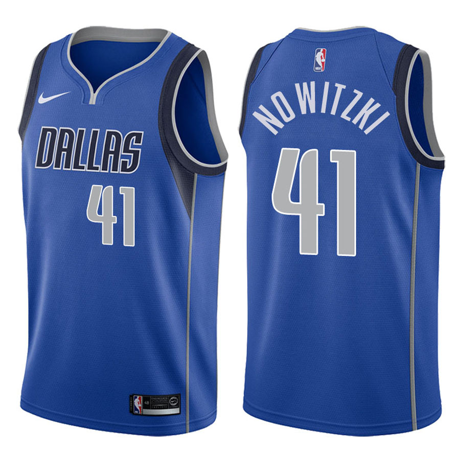Mavericks Male Dirk Nowitzki #41 2017-18 Icon Blue Jersey