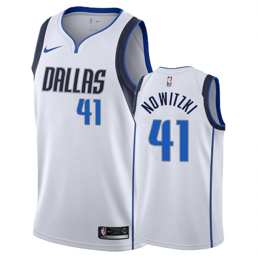 Mavericks Male Dirk Nowitzki #41 Association White Jersey