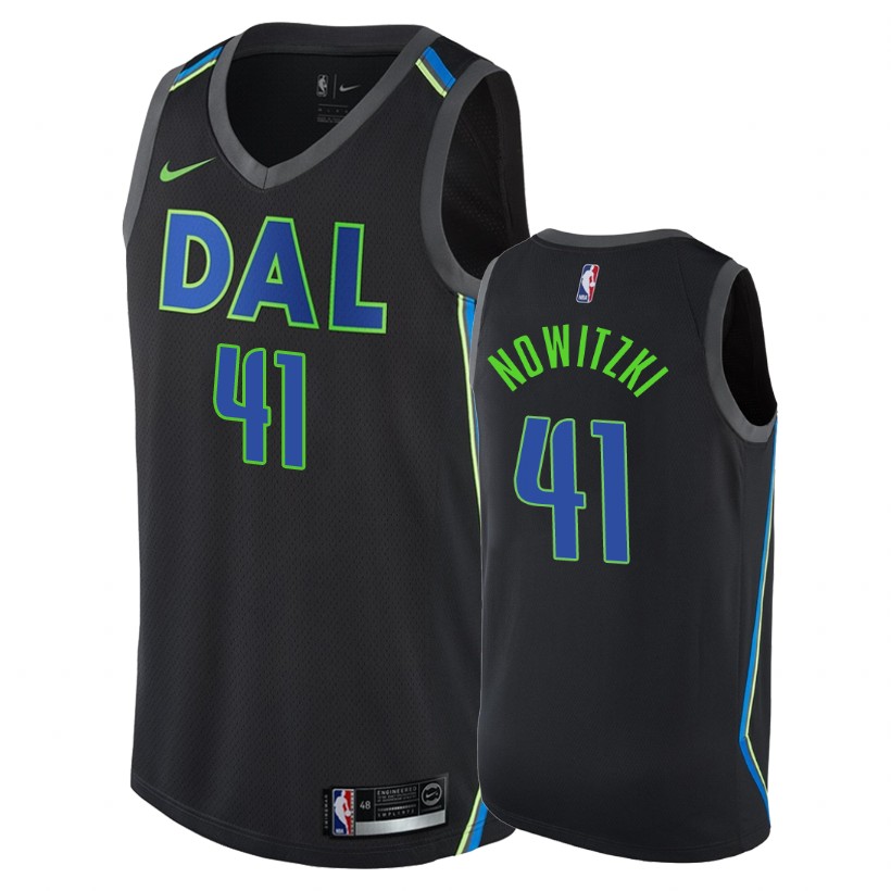 Mavericks Male Dirk Nowitzki #41 City Black Jersey