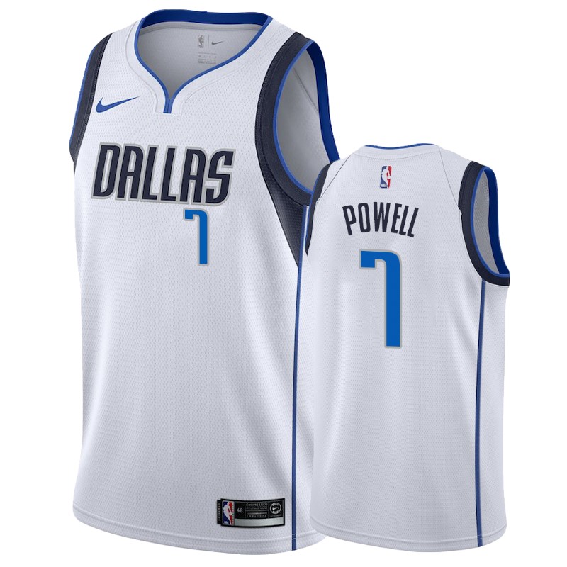 Mavericks Male Dwight Powell #7 2018-2019 Association White Jersey