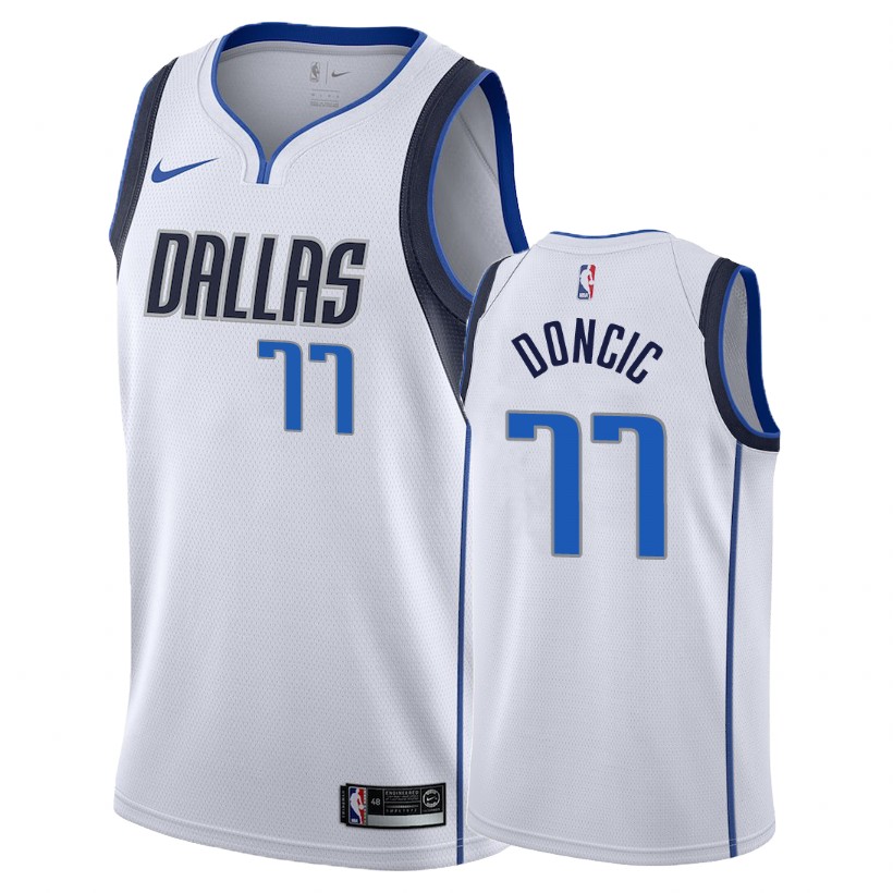 Mavericks Male Luka Doncic #77 Association White Jersey