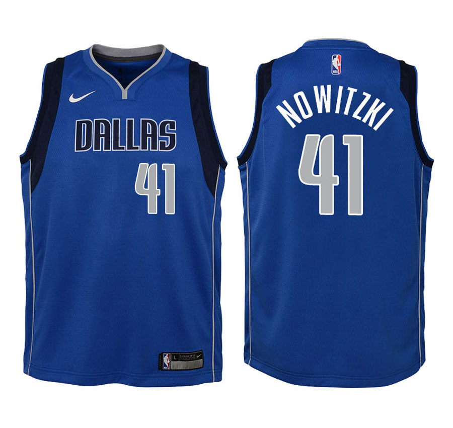 Mavericks Youth Dirk Nowitzki #41 2017-18 Icon Blue Jersey