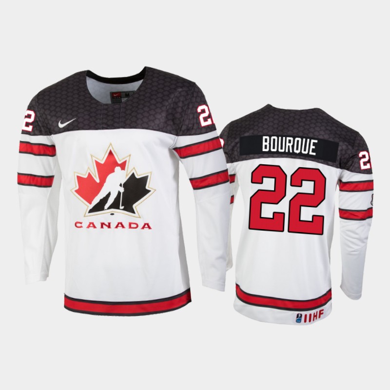 Mavrik Bourque Canada White Home Jersey 2022 IIHF World Junior Championship