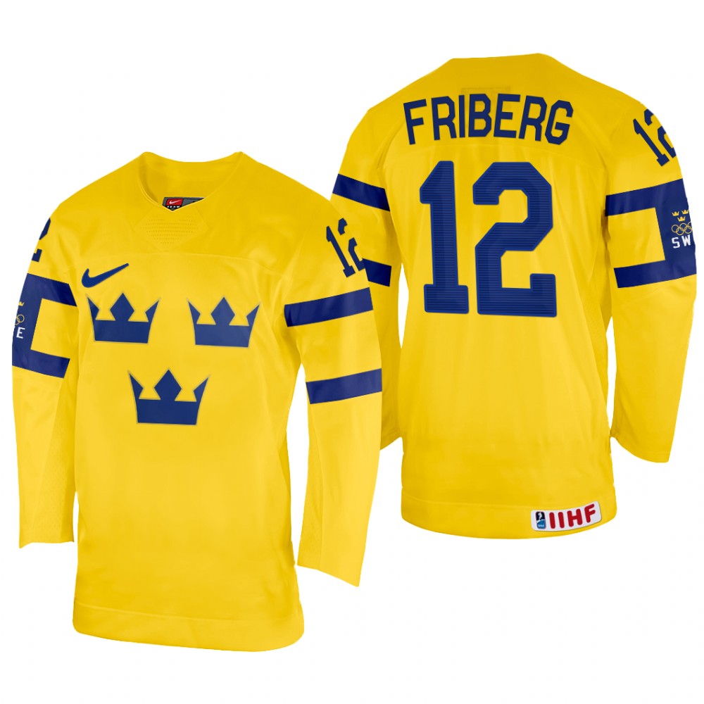 Max Friberg Sweden Yellow Home Jersey 2022 IIHF World Championship